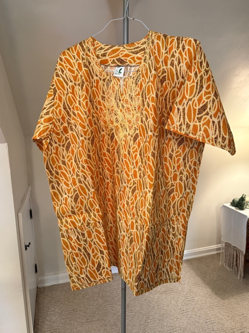 Bright Orange & Yellow Printed Tunic Top